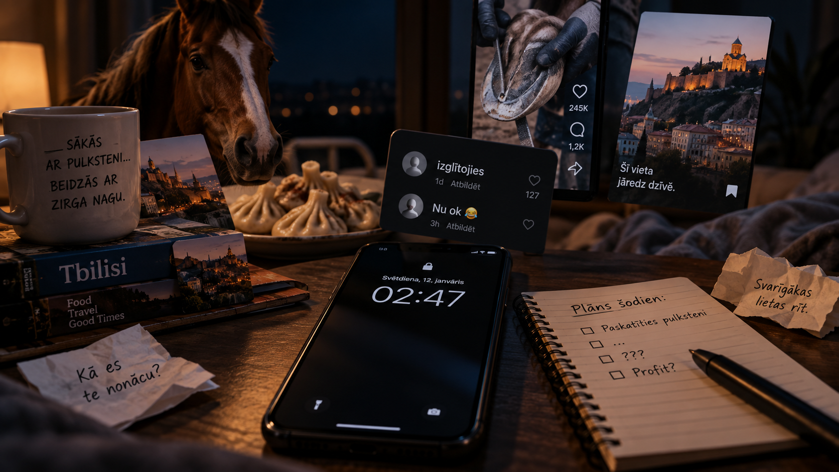 Telefons rāda 02:47 pēc neplānota ceļojuma pa internetu